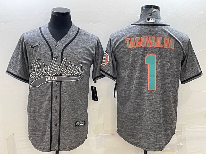 Men Miami Dolphins #1 Tagovailoa Grey hemp ash 2022 Nike Co branded NFL Jerseys->philadelphia eagles->NFL Jersey